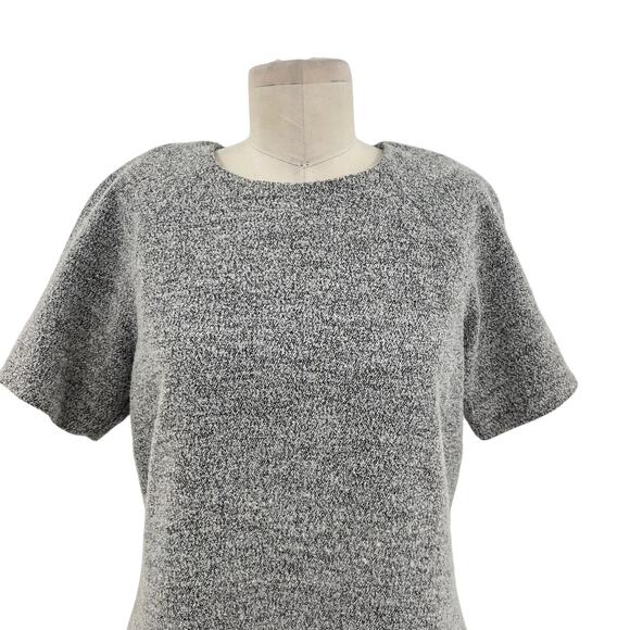 Lela Rose Boucle Short Sleeve Top Blouse Zip Back Wool Blend Gray Size 6 - Picture 2 of 12